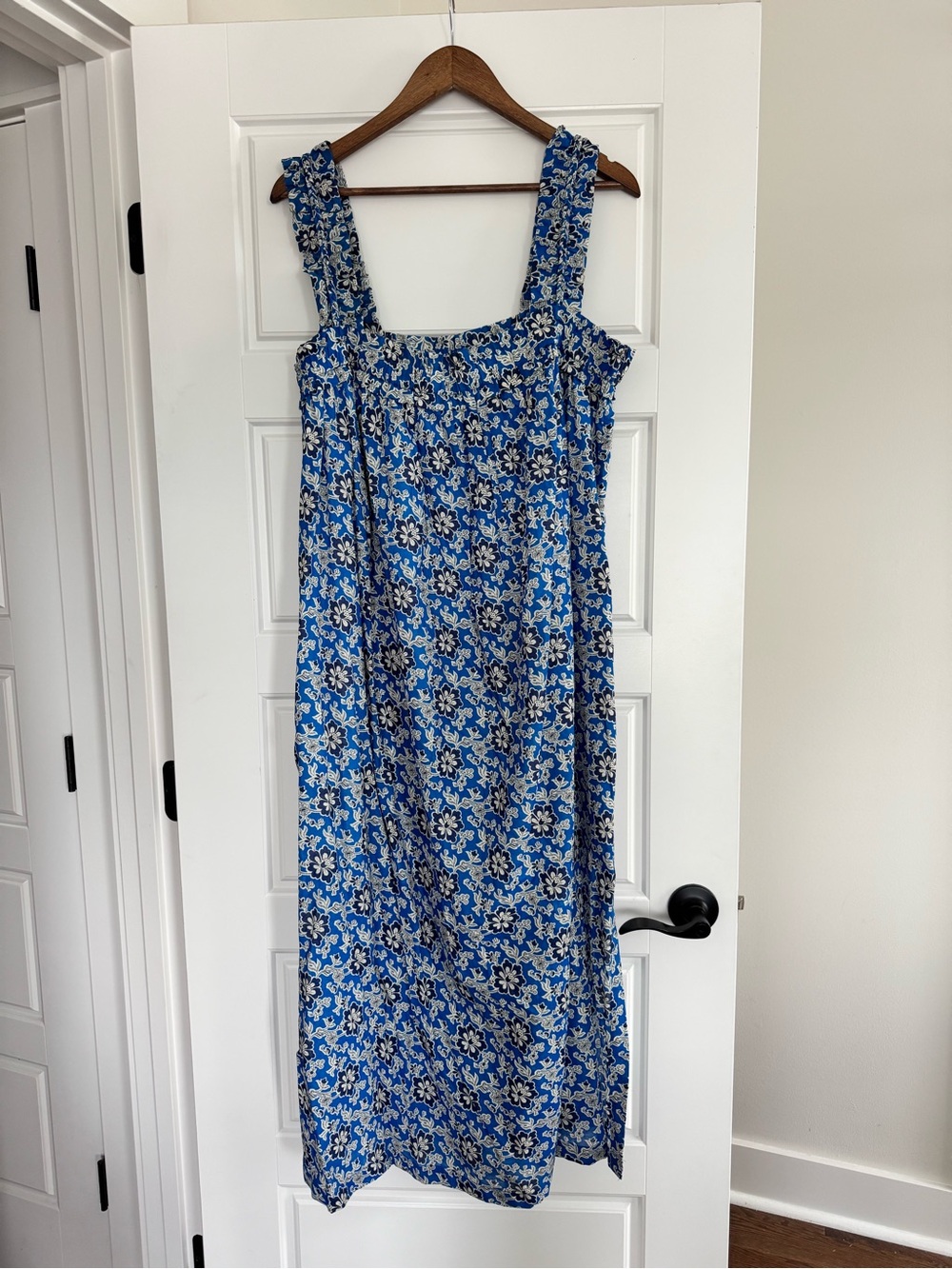 J. Crew Blue and White Floral Midi Sundress